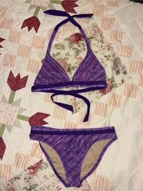 Vintage 24th & Ocean Purple Marled Bikini Top and Bottom
